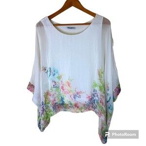 Elena Baldi Slik Floral Scarf Top Size Small